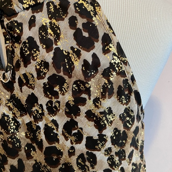 BCX Womens Animal Print Tank Top, Size Large, Tiered, Sheer, Black/Tan/Gold - Picture 6 of 7